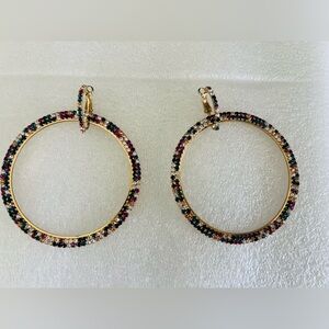 Elegant Multicolor Rhinestone Hoop Earrings